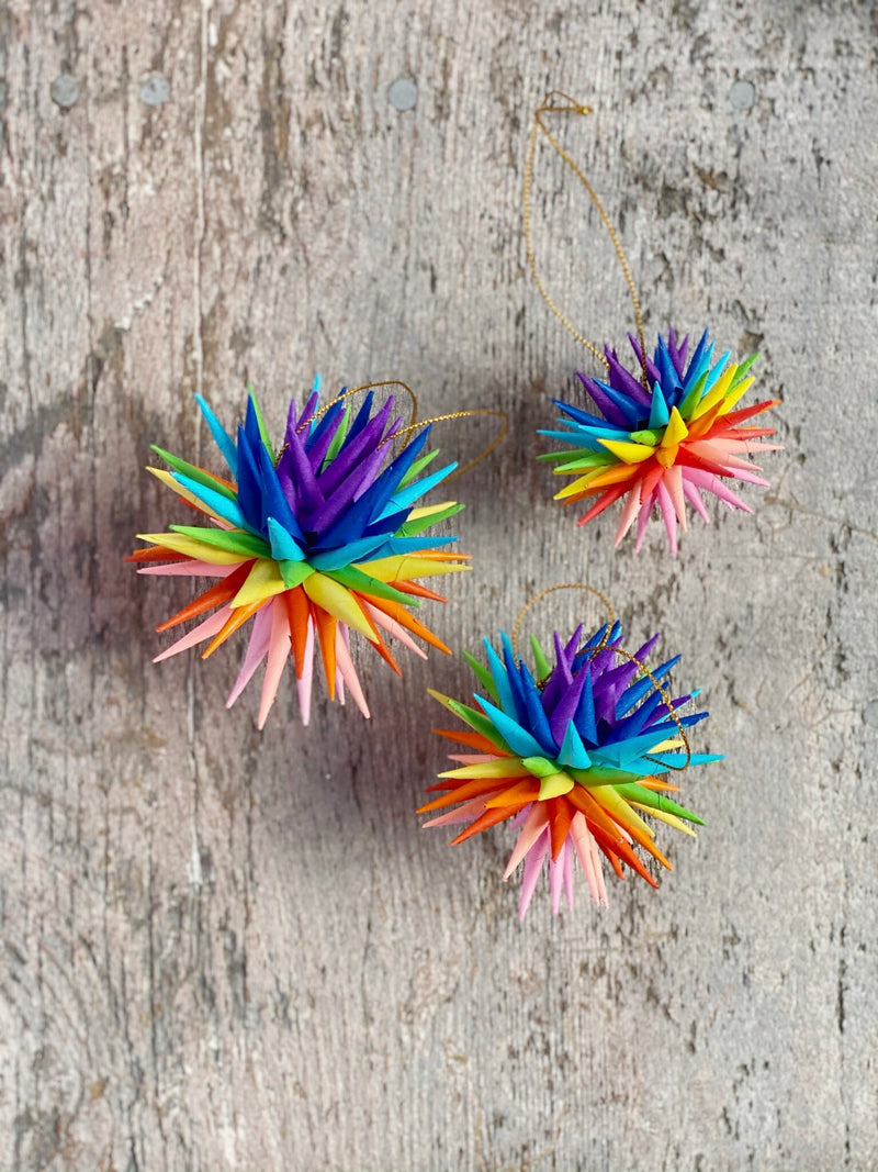 Rainbow Paper Starburst Ornament