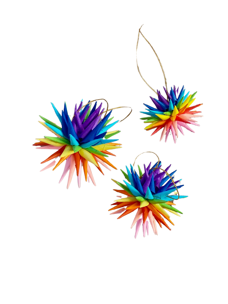 Rainbow Paper Starburst Ornament