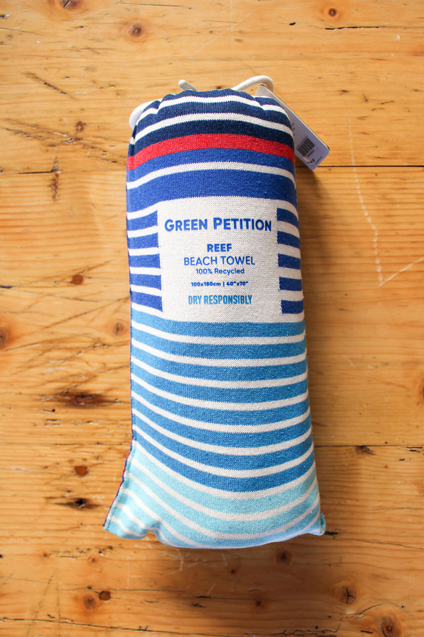 Striped Beach Towel in a Bag - Reef