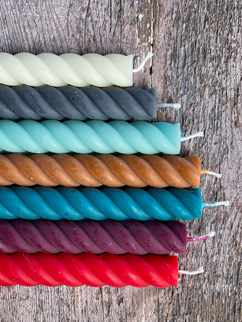 Rope Twist Taper Candles, Set of 2 - NEUTRAL