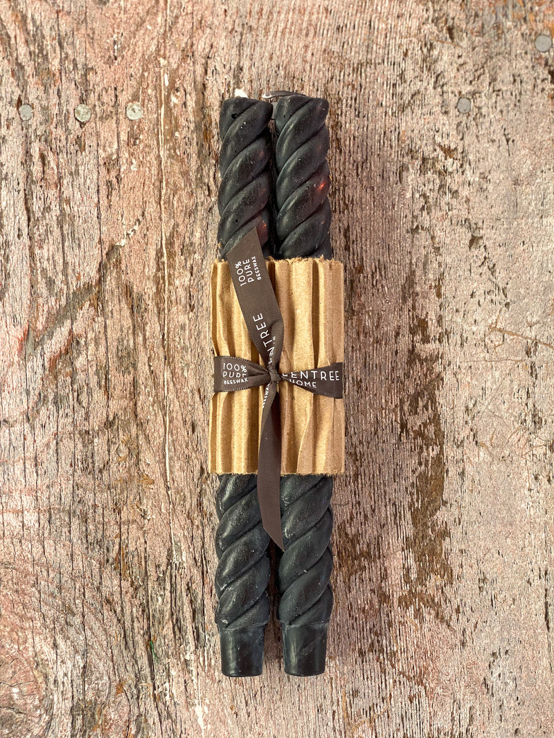 Rope Twist Taper Candles, Set of 2 - NEUTRAL