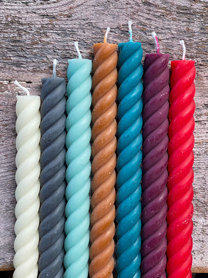 Rope Twist Taper Candles, Set of 2 - NEUTRAL