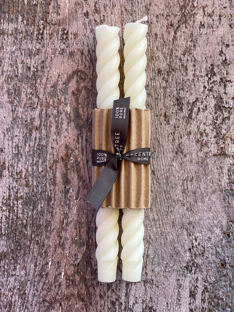 Rope Twist Taper Candles, Set of 2 - NEUTRAL