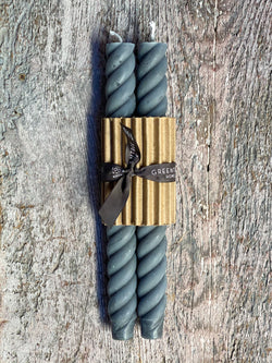 Rope Twist Taper Candles, Set of 2 - NEUTRAL