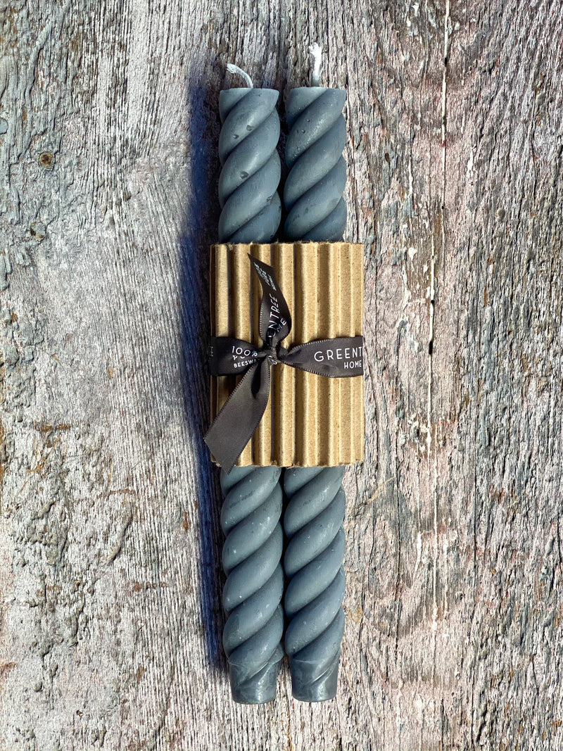 Rope Twist Taper Candles, Set of 2 - NEUTRAL