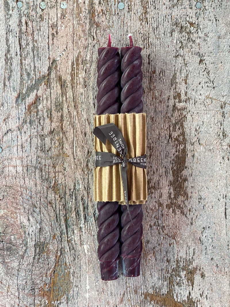 Rope Twist Taper Candles, Set of 2 - NEUTRAL