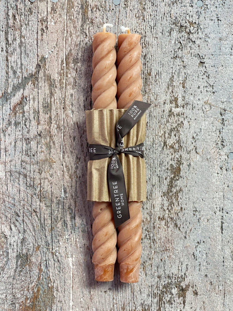 Rope Twist Taper Candles, Set of 2 - NEUTRAL