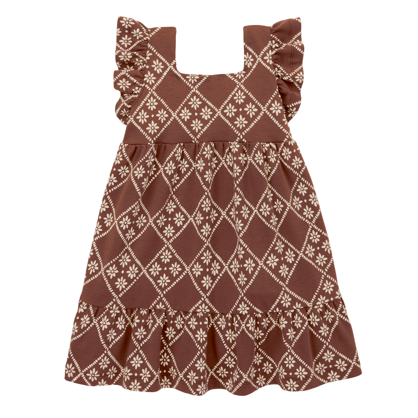 Ruffle Sleve Dress - Cola Flora Tierra