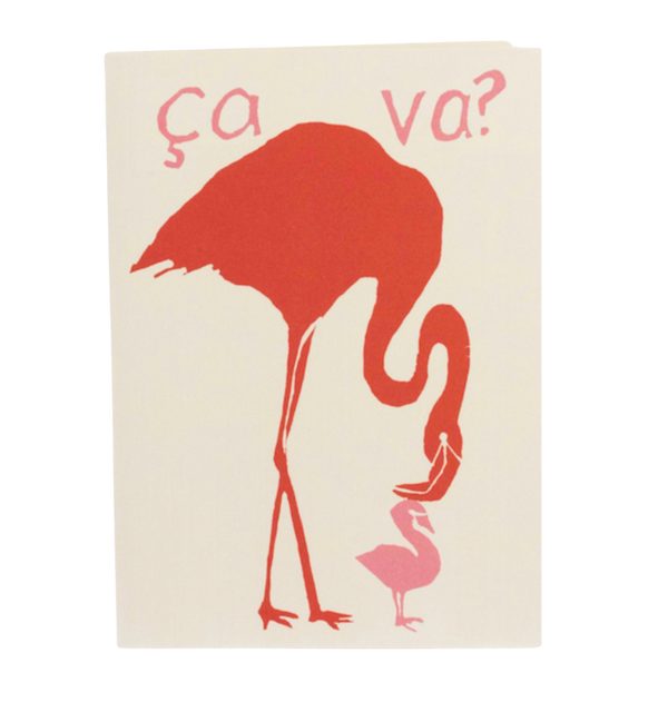 "Ca Va?" Flamingo Card