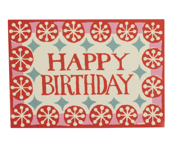 Happy Birthday Card - Coral/Pink/Turquoise