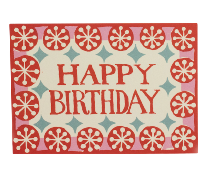 Happy Birthday Card - Coral/Pink/Turquoise