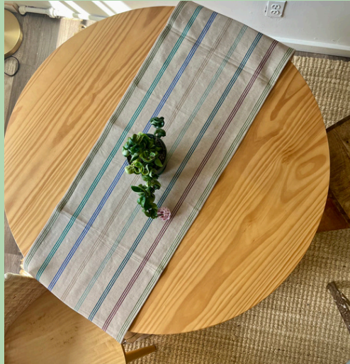 Sage Stripe Table Runner