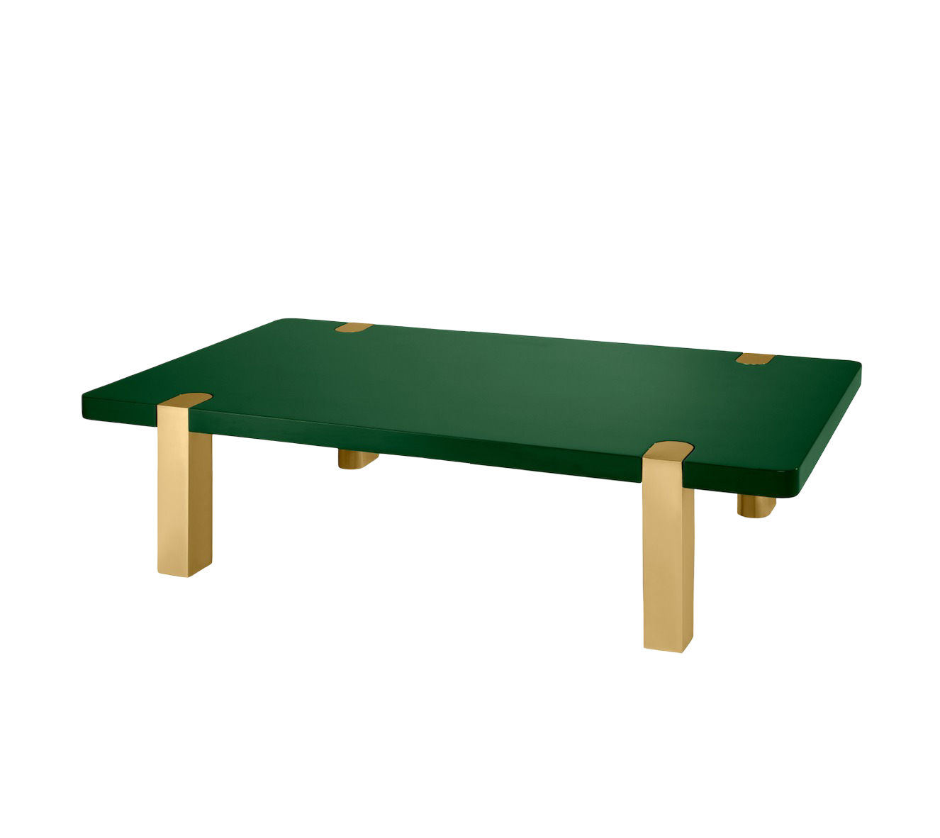 Chapman Coffee Table - Bottle Green Lacquer / Brass
