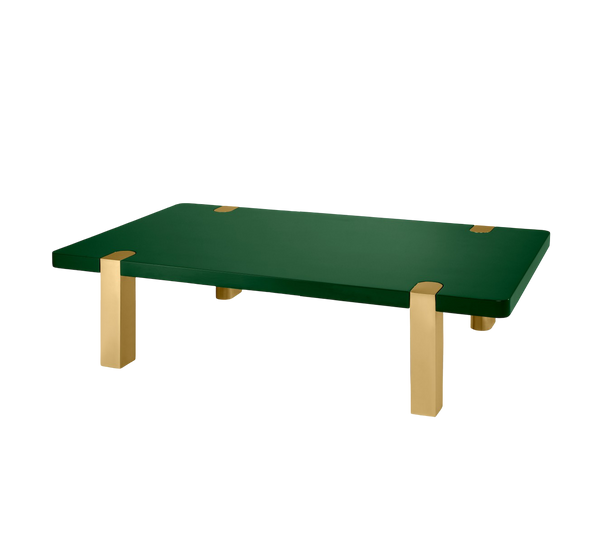 Chapman Coffee Table - Bottle Green Lacquer / Brass