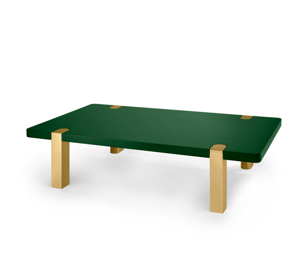 Chapman Coffee Table - Bottle Green Lacquer / Brass