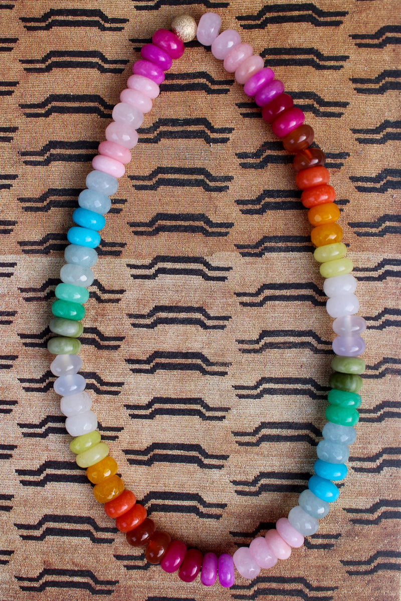 Charm It! 4mm Gold Rainbow Bead Necklace - My Secret Garden