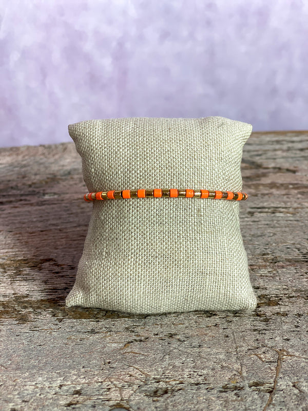 Seashore Tube Bracelet - Neon Orange/Gold