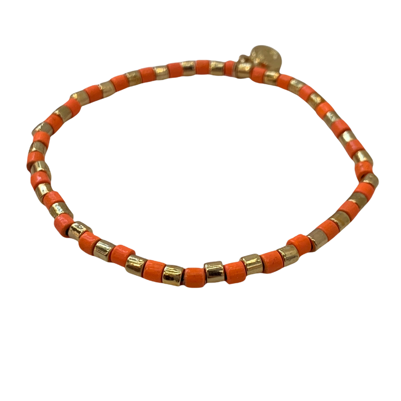 Seashore Tube Bracelet - Neon Orange/Gold