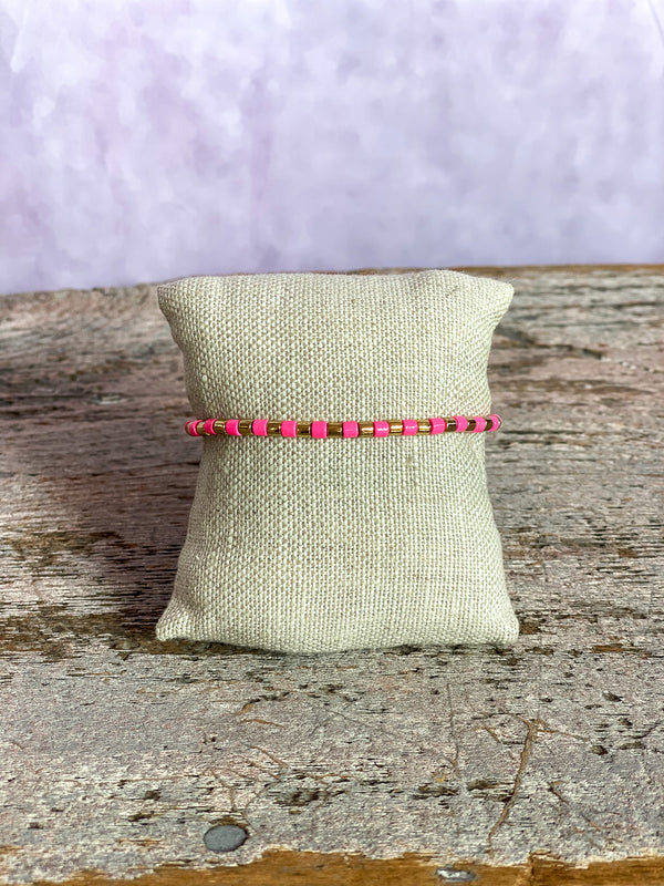Seashore Tube Bracelet - Neon Pink/Gold