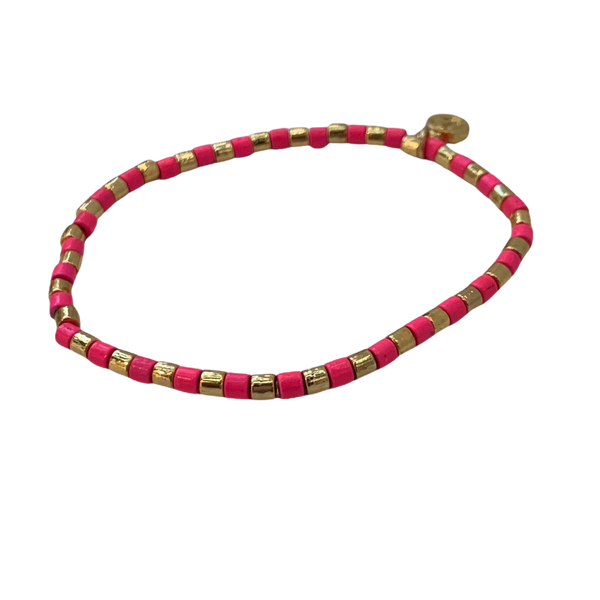Seashore Tube Bracelet - Neon Pink/Gold