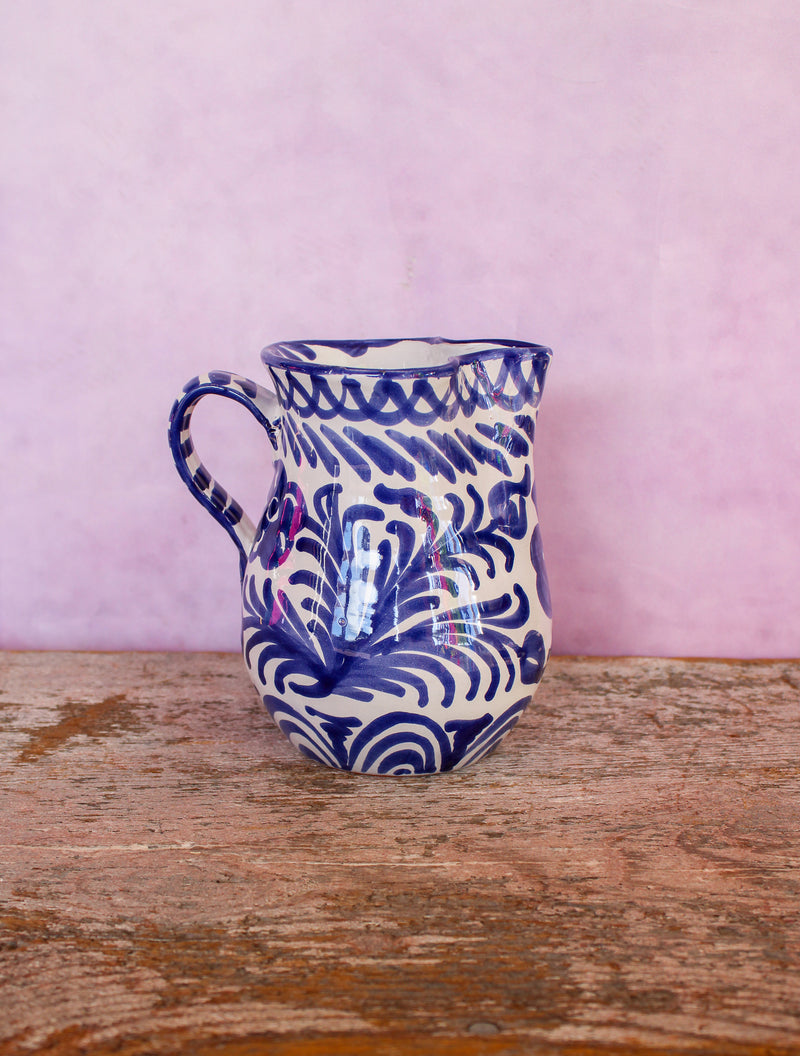 Small Hand Painted Pitcher - Blue