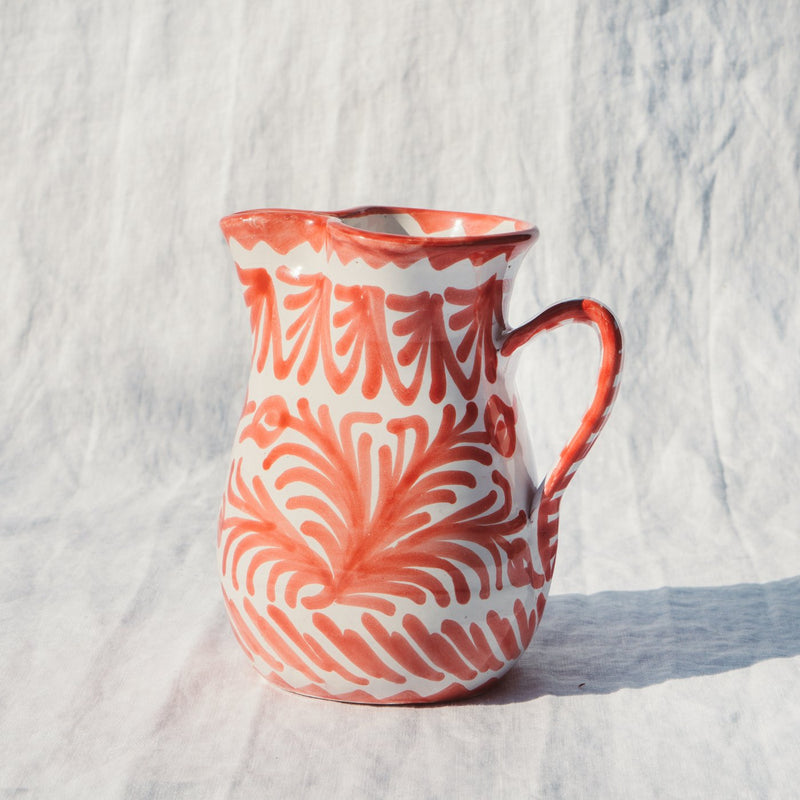 Small Hand Painted Pitcher - Coral