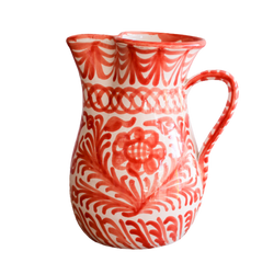 Small Hand Painted Pitcher - Coral