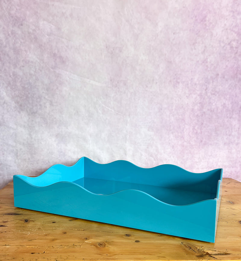 Rita Konig Belles Rives Lacquer Tray - Splash Blue