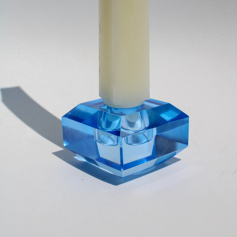 Square Crystal Candleholder - Cobalt