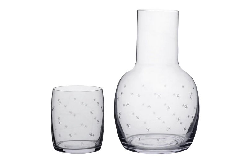 Star Etched Bedside Carafe & Glass Set