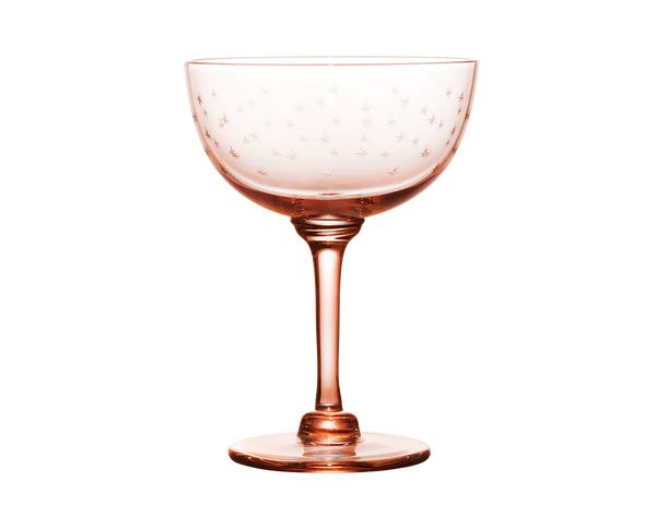 Star Etched Champagne Coupes, Set of 4 - Rose Pink