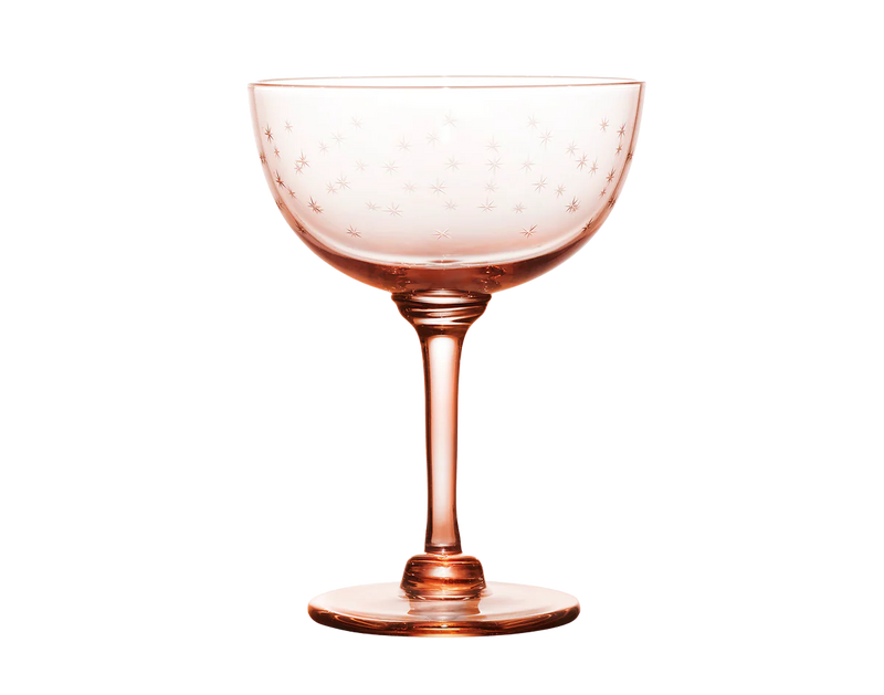 Star Etched Champagne Coupes, Set of 4 - Rose Pink