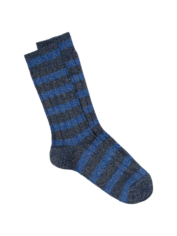 Stripe Shimmer Socks - Indigo