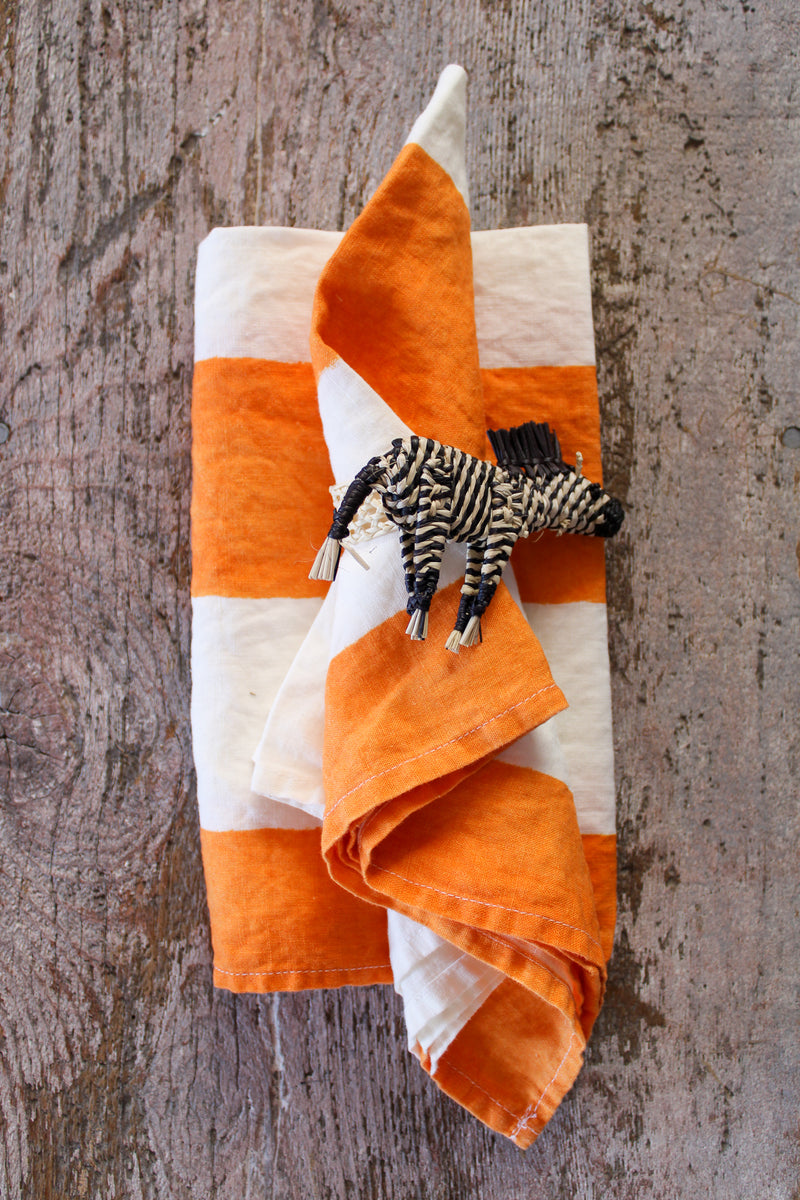 Stripe Linen Napkin - Orange