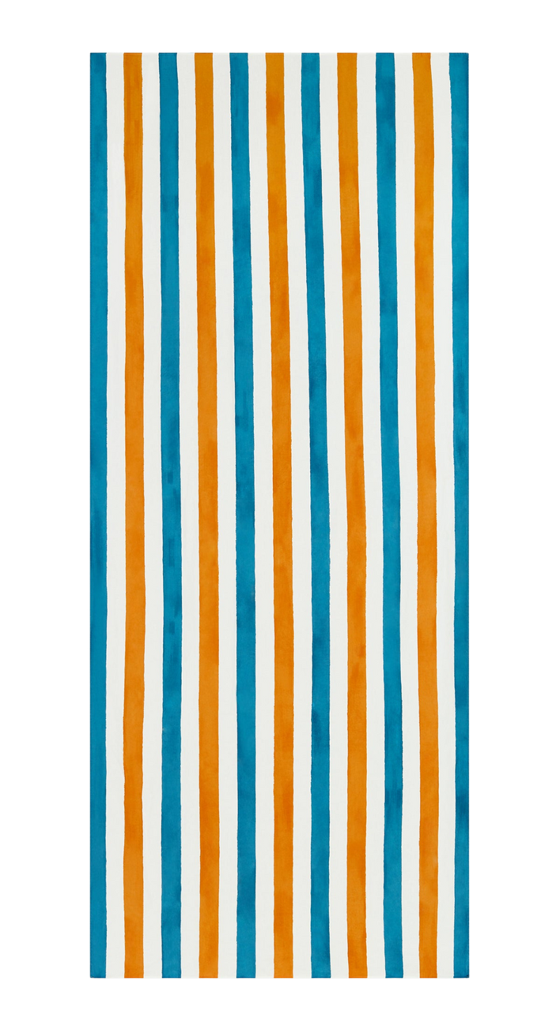 Stripe Linen Tablecloth - Blue & Orange