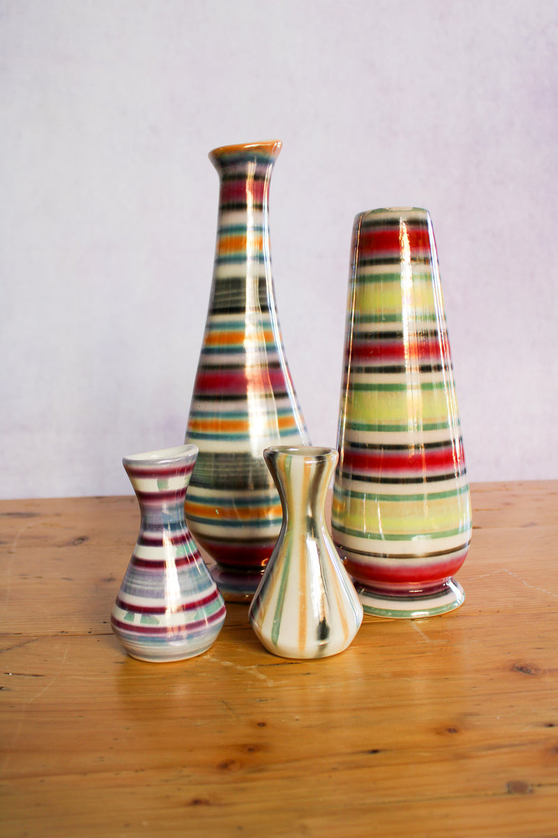 Mid Century Stripe Vase - Orange/Blue/Pink