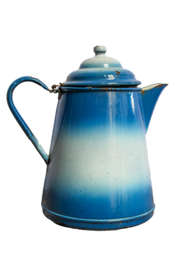 French Enamelware Coffee Pot - Blue and White