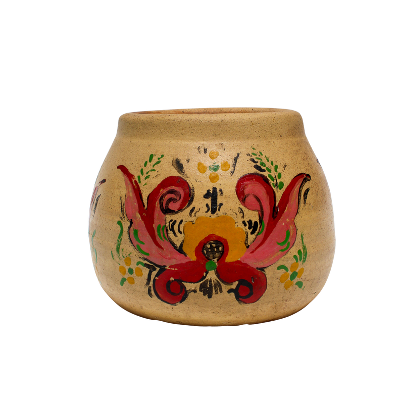 Vintage Mexican Pot with Multi Color Motif