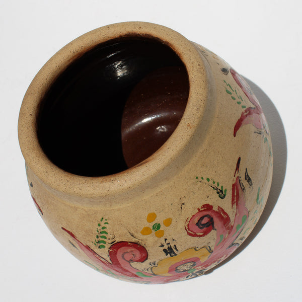 Vintage Mexican Pot with Multi Color Motif