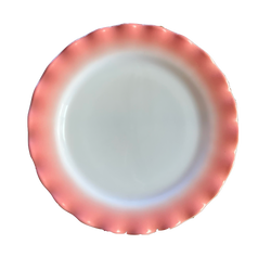 Ruffle Edge Pink Glass Plate