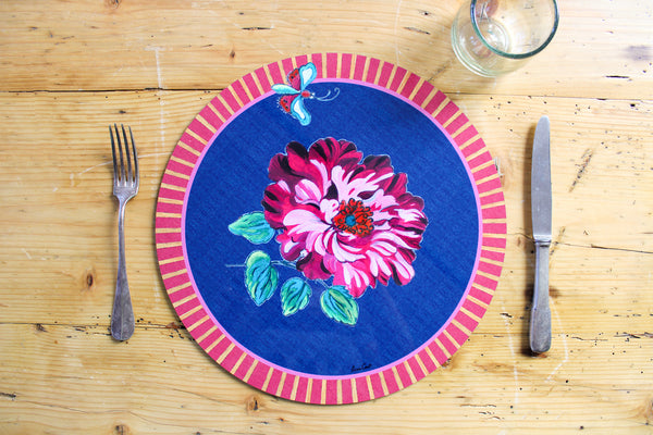 Wild Rose Placemat - Royal Blue