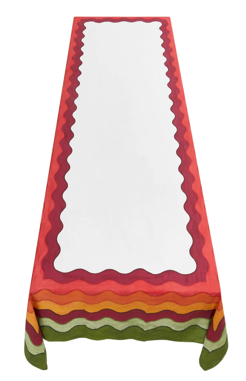 Earthy Rainbow Linen Tablecloth