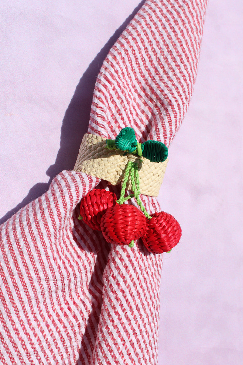 Woven Fruit Napkin Ring - Cherry