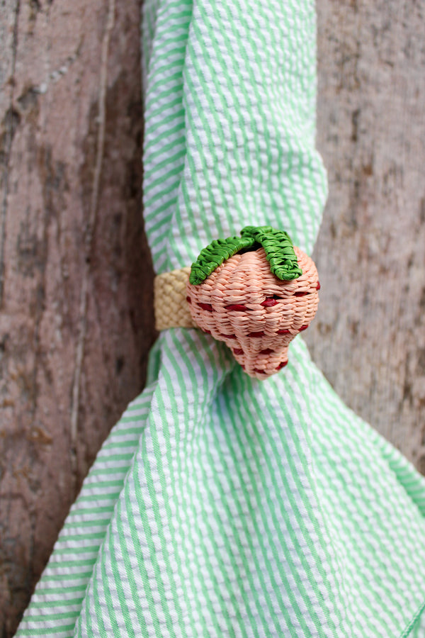 Woven Fruit Napkin Ring - Pink Strawberry