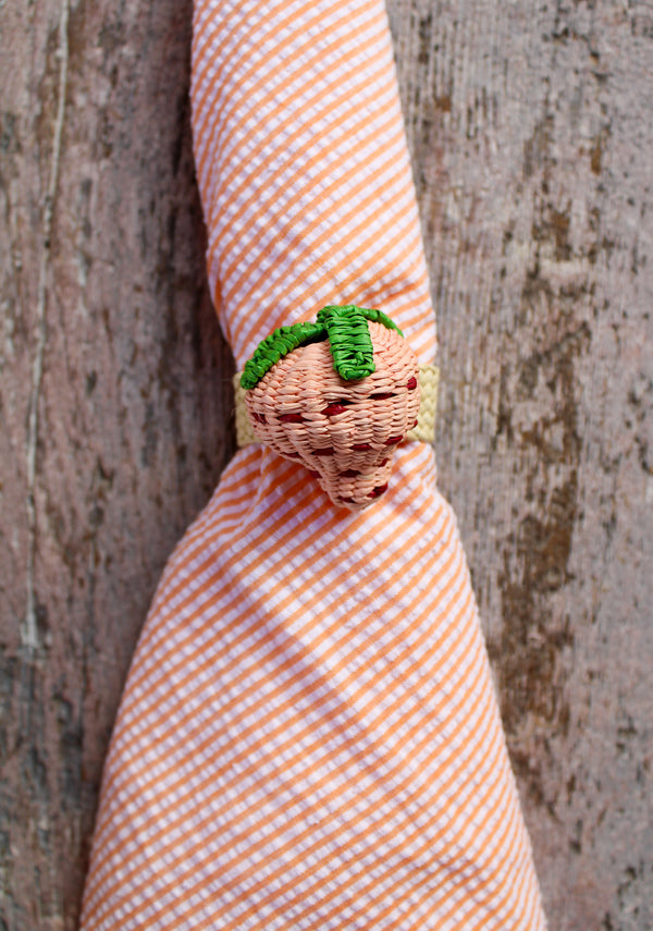 Woven Fruit Napkin Ring - Pink Strawberry