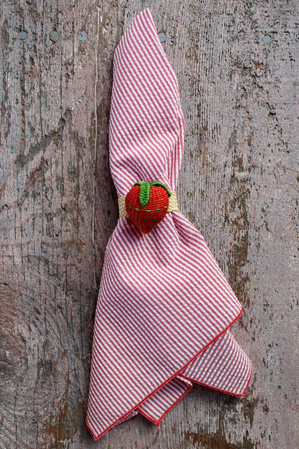 Woven Fruit Napkin Ring - Red Strawberry