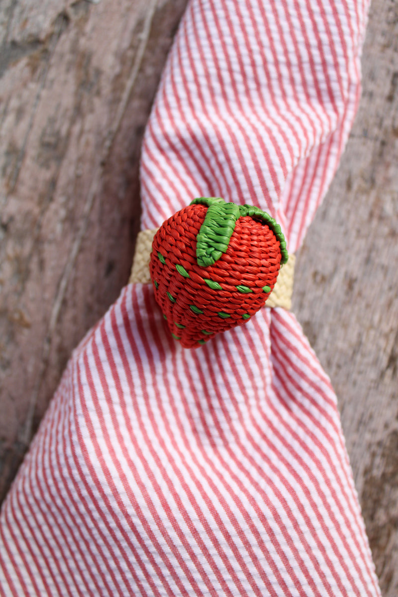 Woven Fruit Napkin Ring - Red Strawberry