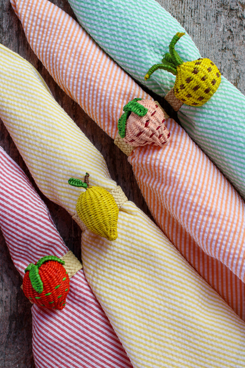 Woven Fruit Napkin Ring - Pink Strawberry