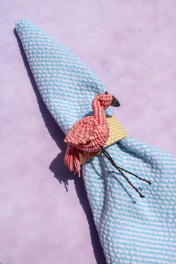 Woven Napkin Ring - Pink Flamingo