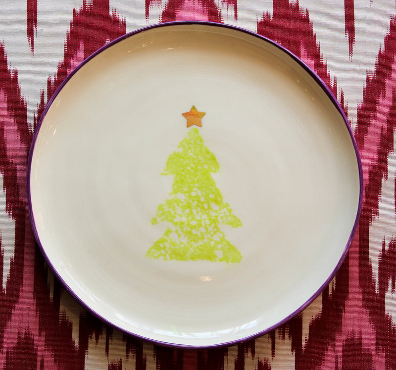 XMAS TREE PLATE - Purple Rim